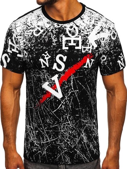 T-shirt con stampa da uomo nera Bolf JS10650