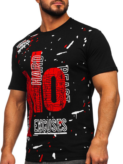 T-shirt con stampa da uomo nera Bolf JS1856