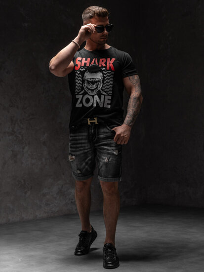 T-shirt con stampa da uomo nera Bolf KS2652