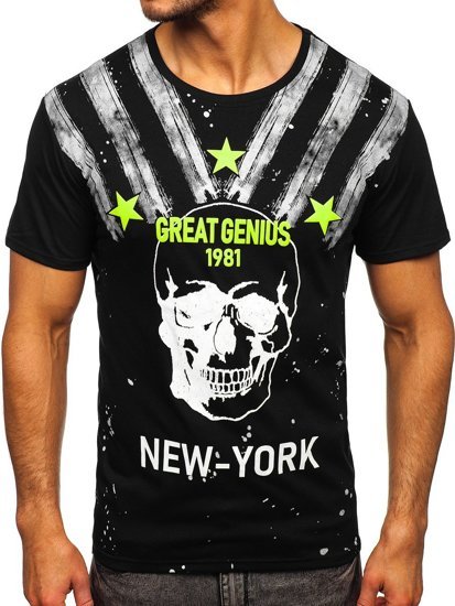 T-shirt con stampa da uomo nera Bolf Y70006