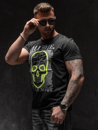 T-shirt con stampa da uomo nera Bolf Y70007