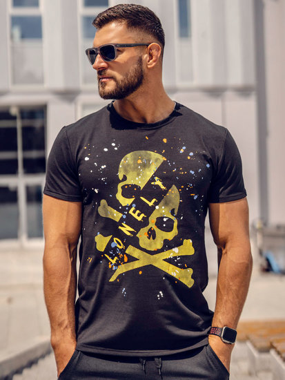 T-shirt con stampa da uomo nera Bolf Y70008A