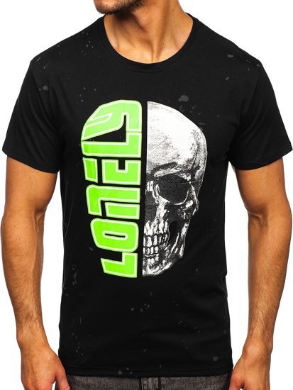 T-shirt con stampa da uomo nera Bolf Y70012