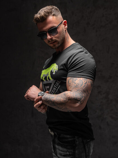 T-shirt con stampa da uomo nera Bolf Y70013