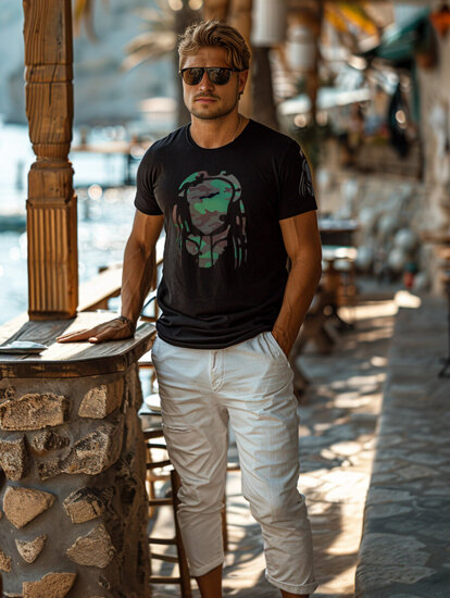 T-shirt con stampa da uomo nero Bolf 192379A2