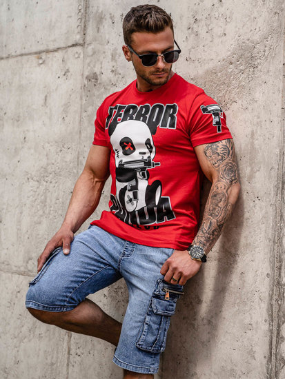 T-shirt con stampa da uomo rossa Bolf 2291A