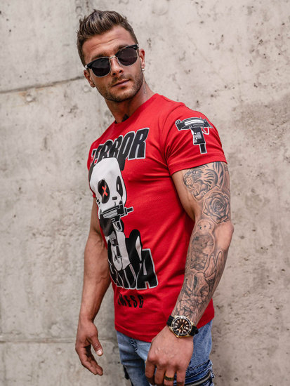 T-shirt con stampa da uomo rossa Bolf 2291A