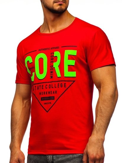 T-shirt con stampa da uomo rossa Bolf KS2098