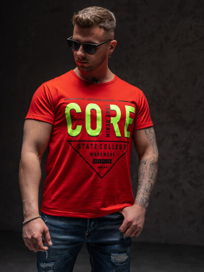 T-shirt con stampa da uomo rossa Bolf KS2098