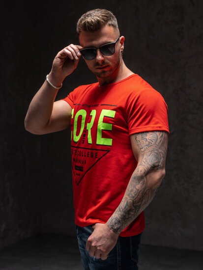 T-shirt con stampa da uomo rossa Bolf KS2098