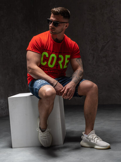 T-shirt con stampa da uomo rossa Bolf KS2098