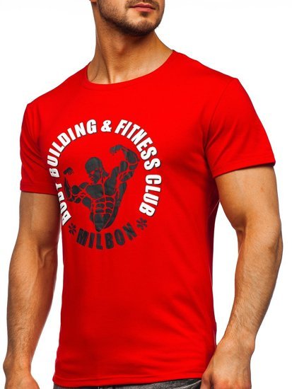 T-shirt con stampa da uomo rossa Bolf Y70015