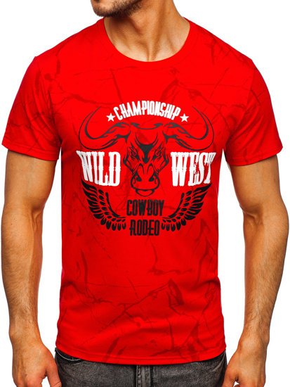 T-shirt con stampa da uomo rossa Bolf Y70026