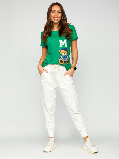 T-shirt con toppe da donna verde Bolf 52352