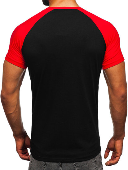 T-shirt da uomo nero-rossa Bolf 8T82