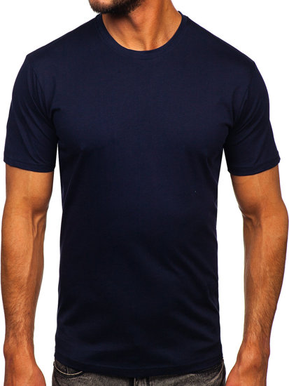 T-shirt di cotone da uomo blu Bolf 0001