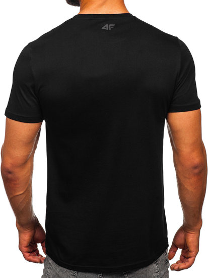 T-shirt in cotone con stampa 4F da uomo nera M487