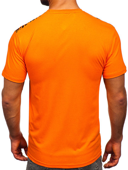 T-shirt in cotone con stampa da uomo arancione Bolf 14720