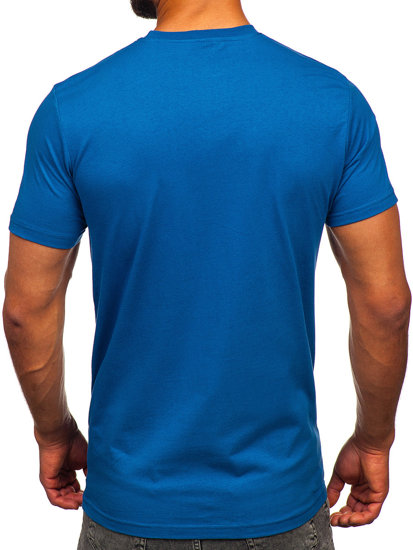 T-shirt in cotone con stampa da uomo azzurra Bolf 143008