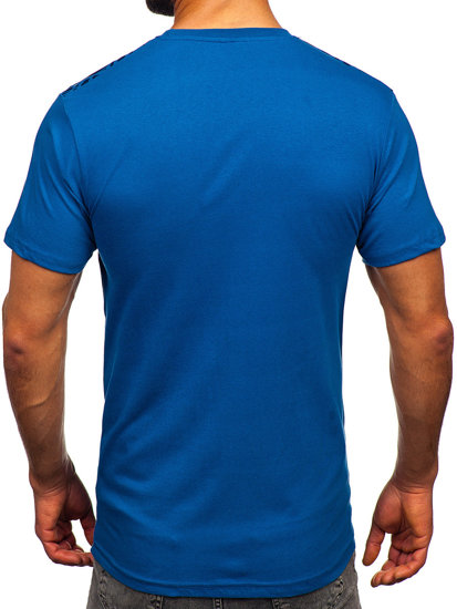 T-shirt in cotone con stampa da uomo azzurra Bolf 14720