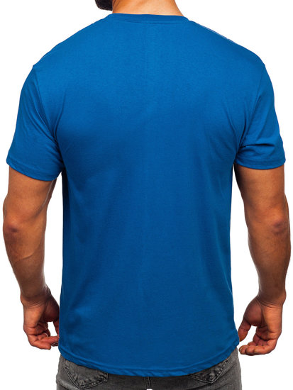 T-shirt in cotone con stampa da uomo azzurra Bolf 14728