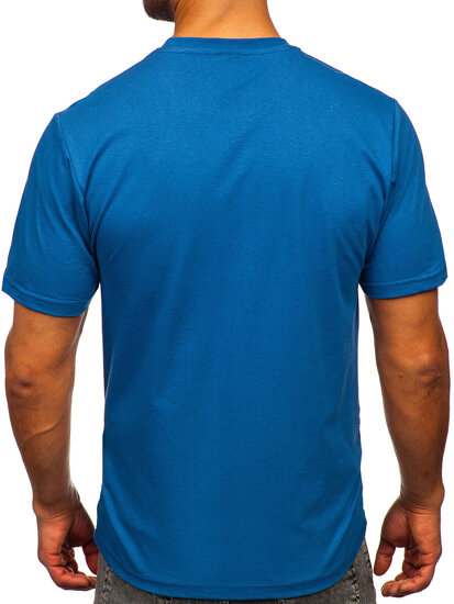 T-shirt in cotone con stampa da uomo azzurro Bolf 5035