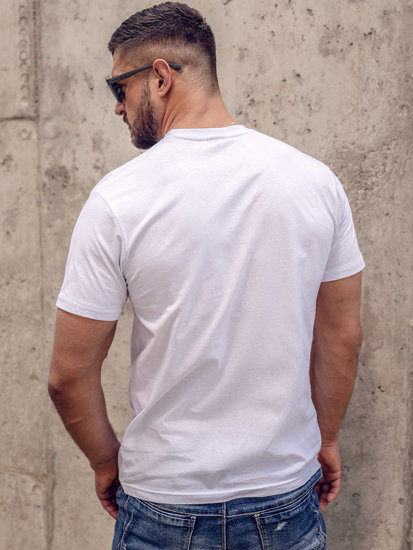 T-shirt in cotone con stampa da uomo bianca Bolf 143008