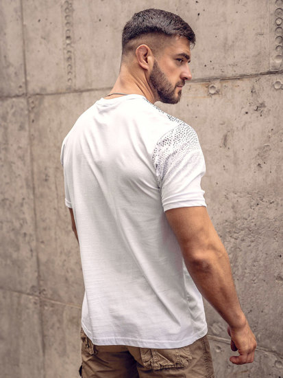 T-shirt in cotone con stampa da uomo bianca Bolf 14710A