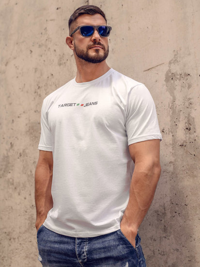 T-shirt in cotone con stampa da uomo bianca Bolf 14761A