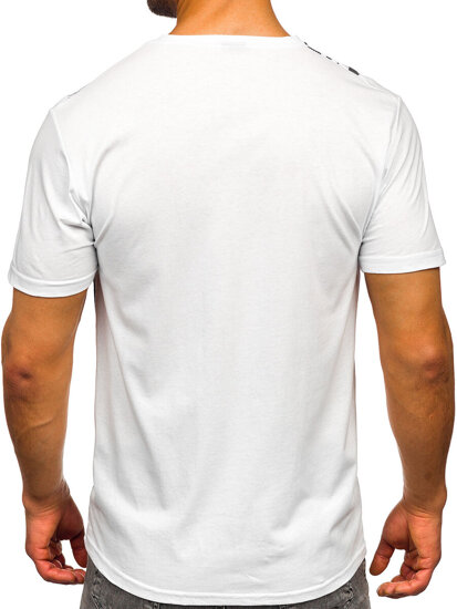 T-shirt in cotone con stampa da uomo bianco Bolf 5040