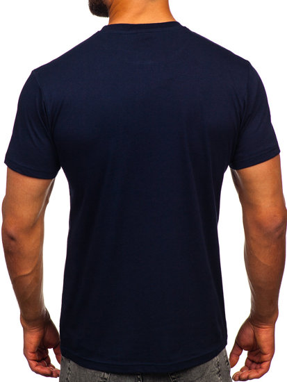 T-shirt in cotone con stampa da uomo blu Bolf 143008