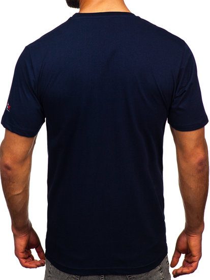 T-shirt in cotone con stampa da uomo blu Bolf 14739