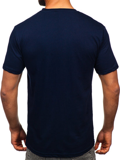 T-shirt in cotone con stampa da uomo blu Bolf 14759