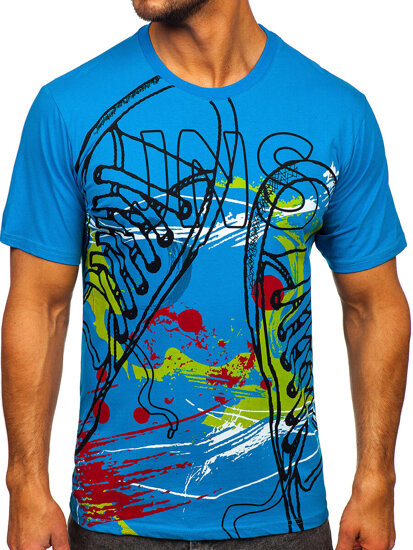 T-shirt in cotone con stampa da uomo bluette Bolf 143000