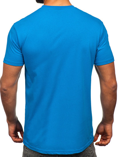 T-shirt in cotone con stampa da uomo celeste Bolf 14759