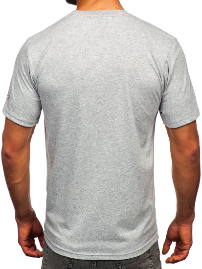 T-shirt in cotone con stampa da uomo grigio Bolf 14739