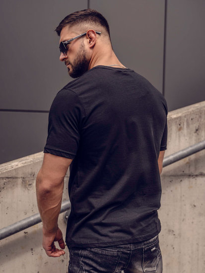 T-shirt in cotone con stampa da uomo nera Bolf 14761A