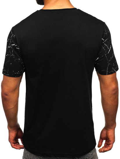 T-shirt in cotone con stampa da uomo nera Bolf 147737