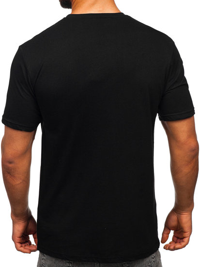 T-shirt in cotone con stampa da uomo nera Bolf 14782