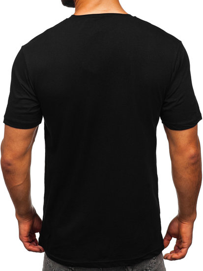 T-shirt in cotone con stampa da uomo nera Bolf 14787