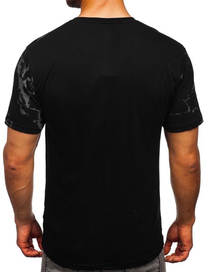 T-shirt in cotone con stampa da uomo nera Bolf 627