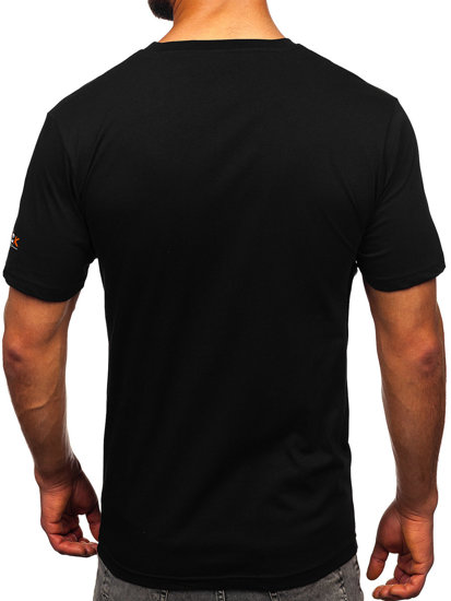 T-shirt in cotone con stampa da uomo nero Bolf 14739