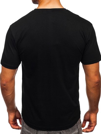 T-shirt in cotone con stampa da uomo nero  Bolf 14801