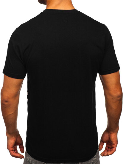 T-shirt in cotone con stampa da uomo nero Bolf 5035