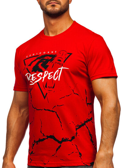 T-shirt in cotone con stampa da uomo rosso Bolf 5035