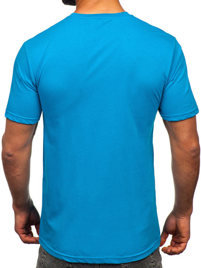 T-shirt in cotone con stampa da uomo turchese Bolf 14759