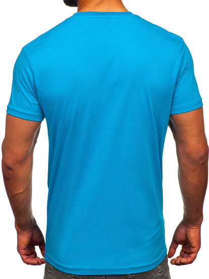 T-shirt in cotone con stampa da uomo turchese Bolf 14794