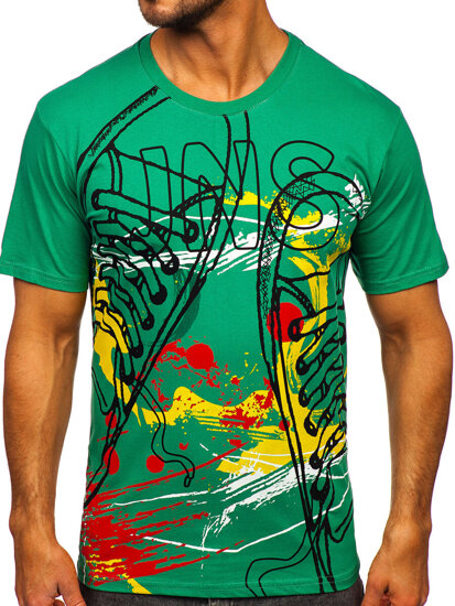 T-shirt in cotone con stampa da uomo verde Bolf 143000