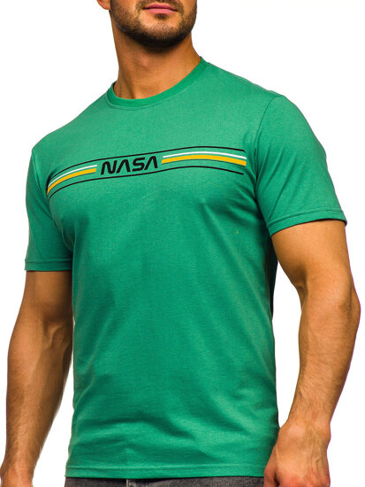 T-shirt in cotone con stampa da uomo verde Bolf 5052