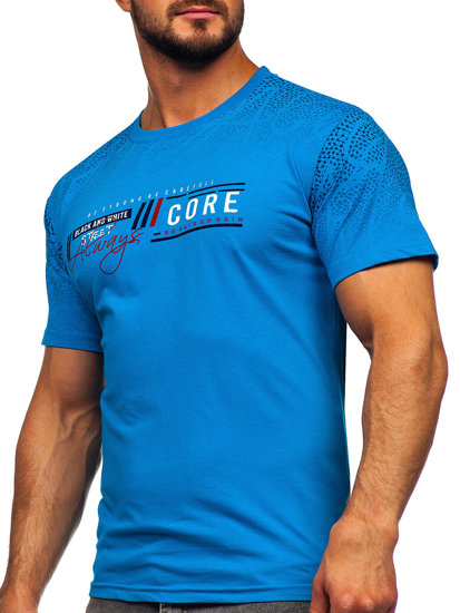 T-shirt in cotone da uomo azzurra Bolf 14710